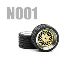 image-Carlomo 1/64 Metal Wheels with Rubber Tires for Model Car Enhancement
