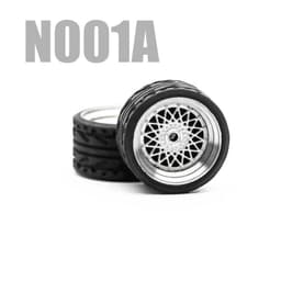 image-Carlomo 1/64 Metal Wheels with Rubber Tires for Model Car Enhancement