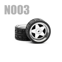 image-Carlomo 1/64 Metal Wheels with Rubber Tires for Model Car Enhancement