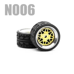 image-Carlomo 1/64 Metal Wheels with Rubber Tires for Model Car Enhancement