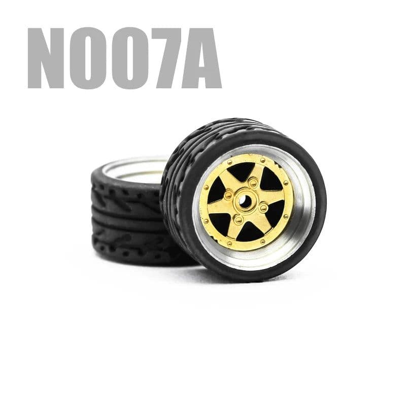 image-Carlomo 1/64 Metal Wheels with Rubber Tires for Model Car Enhancement