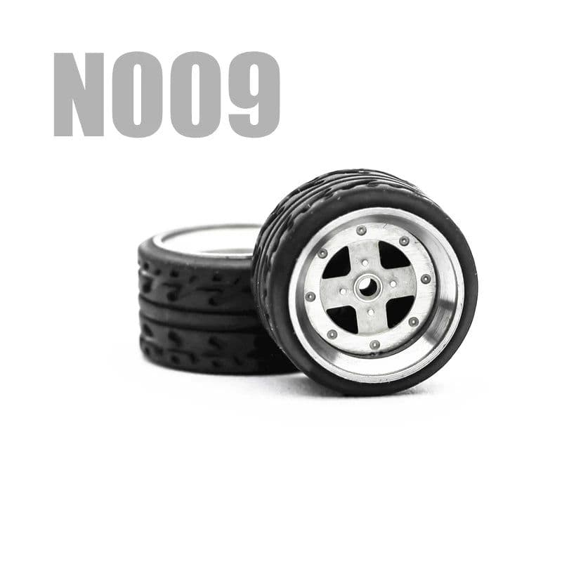 image-Carlomo 1/64 Metal Wheels with Rubber Tires for Model Car Enhancement