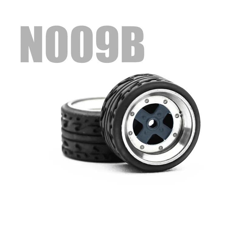 image-Carlomo 1/64 Metal Wheels with Rubber Tires for Model Car Enhancement
