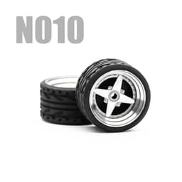 image-Carlomo 1/64 Metal Wheels with Rubber Tires for Model Car Enhancement