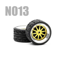 image-Carlomo 1/64 Metal Wheels with Rubber Tires for Model Car Enhancement
