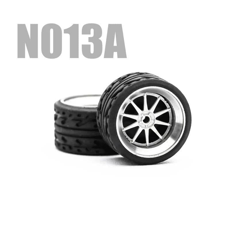 image-Carlomo 1/64 Metal Wheels with Rubber Tires for Model Car Enhancement