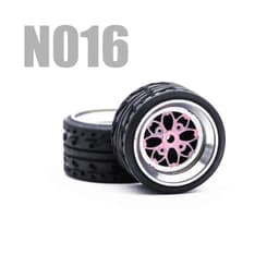 image-Carlomo 1/64 Metal Wheels with Rubber Tires for Model Car Enhancement