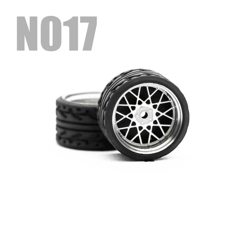 image-Carlomo 1/64 Metal Wheels with Rubber Tires for Model Car Enhancement