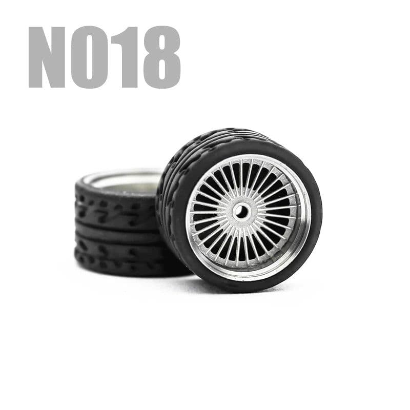 image-Carlomo 1/64 Metal Wheels with Rubber Tires for Model Car Enhancement