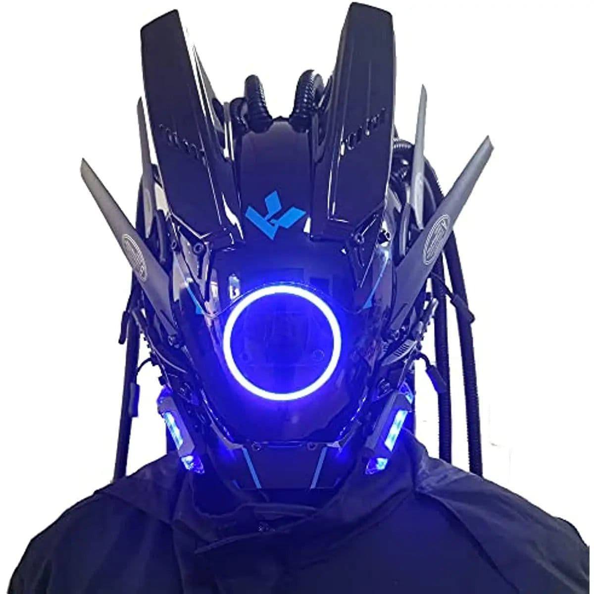 image-JAUPTO Cyberpunk Mask with LED Lights for Fantasy Role-Playing Events