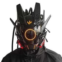 image-JAUPTO Cyberpunk Mask with LED Lights for Fantasy Role-Playing Events