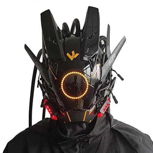 image-JAUPTO Cyberpunk Mask with LED Lights for Fantasy Role-Playing Events