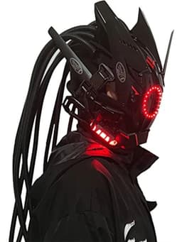 image-JAUPTO Cyberpunk Mask with LED Lights for Fantasy Role-Playing Events
