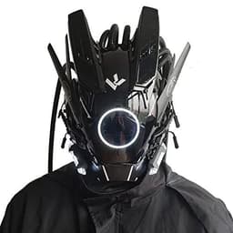 image-JAUPTO Cyberpunk Mask with LED Lights for Fantasy Role-Playing Events