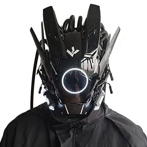 image-JAUPTO Cyberpunk Mask with LED Lights for Fantasy Role-Playing Events