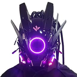 image-JAUPTO Cyberpunk Mask with LED Lights for Fantasy Role-Playing Events