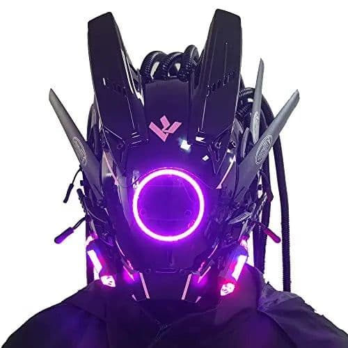 image-JAUPTO Cyberpunk Mask with LED Lights for Fantasy Role-Playing Events