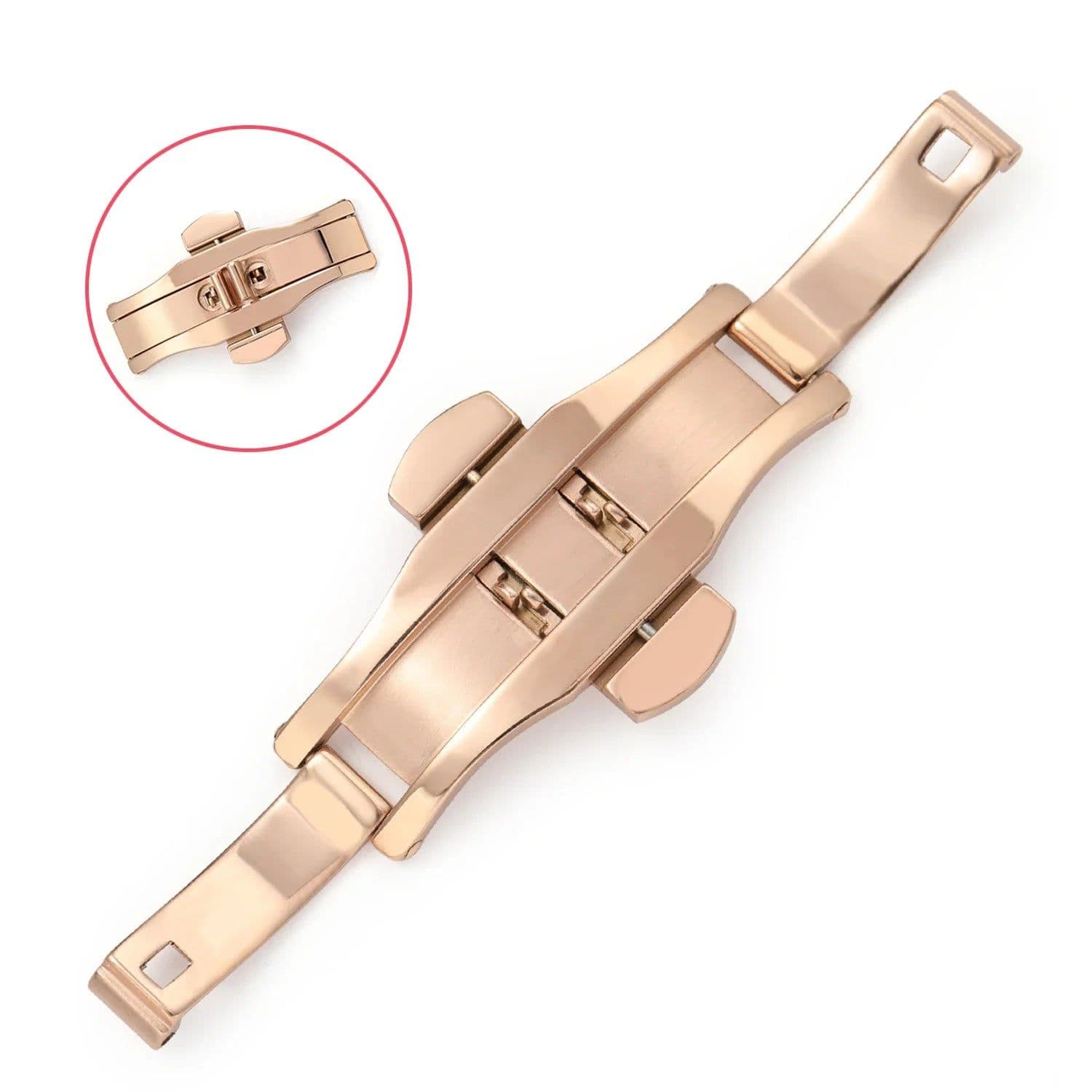 image-HQstrap Polished Stainless Steel Buckle Watch Band - Durable and Versatile