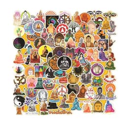 image-Hizxj Buddhist Culture Stickers - High Quality PVC for Laptops & More