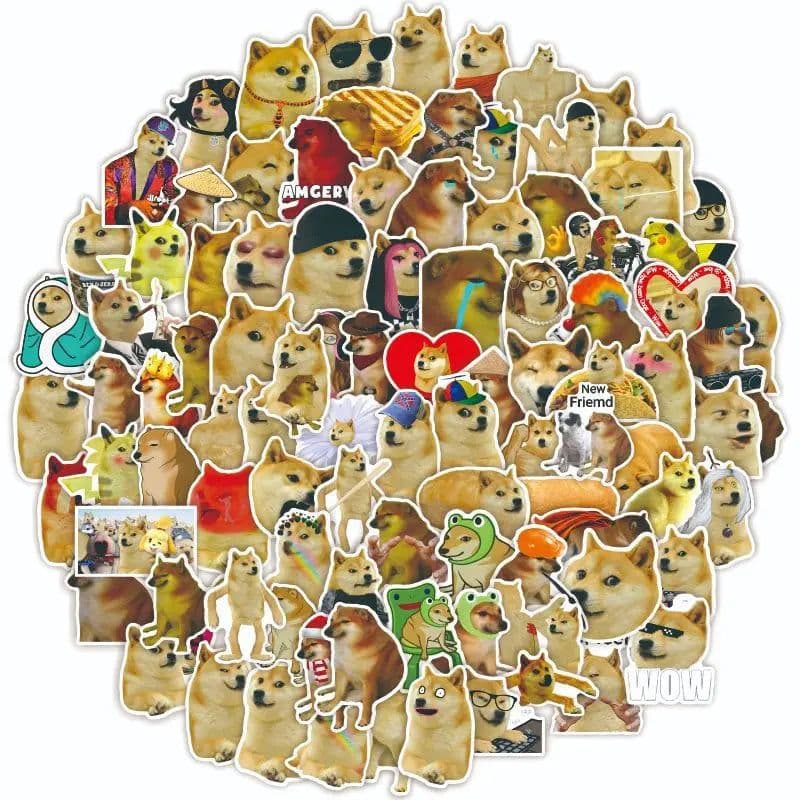 image-Hizxj High-Quality Cheems Meme Stickers - Waterproof & Sun Protected - 100pcs