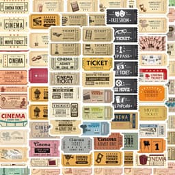 image-Ritnow Vintage Movie Tickets Stickers - Waterproof Decorative Anime Decals