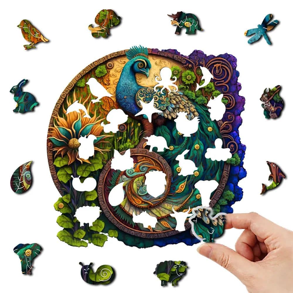 image-Personalised 3D Peacock Wooden Puzzle for Educational Fun - Age 14+