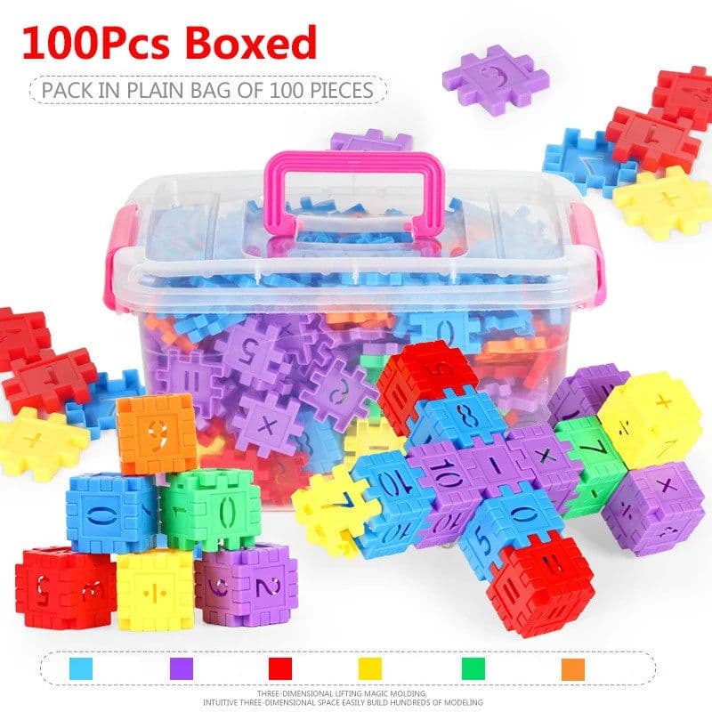 image-Miuioee 100Pcs Number Building Blocks - Colourful Learning Toy for Children