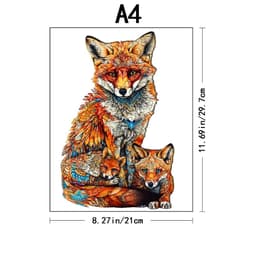 image-Warm Fox Family 3D Wooden Puzzle - Creative Gift for All Ages