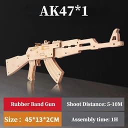 image-CTMA 3D Wooden Rubber Band Gun Puzzle - Creative Assembly Toy for Kids