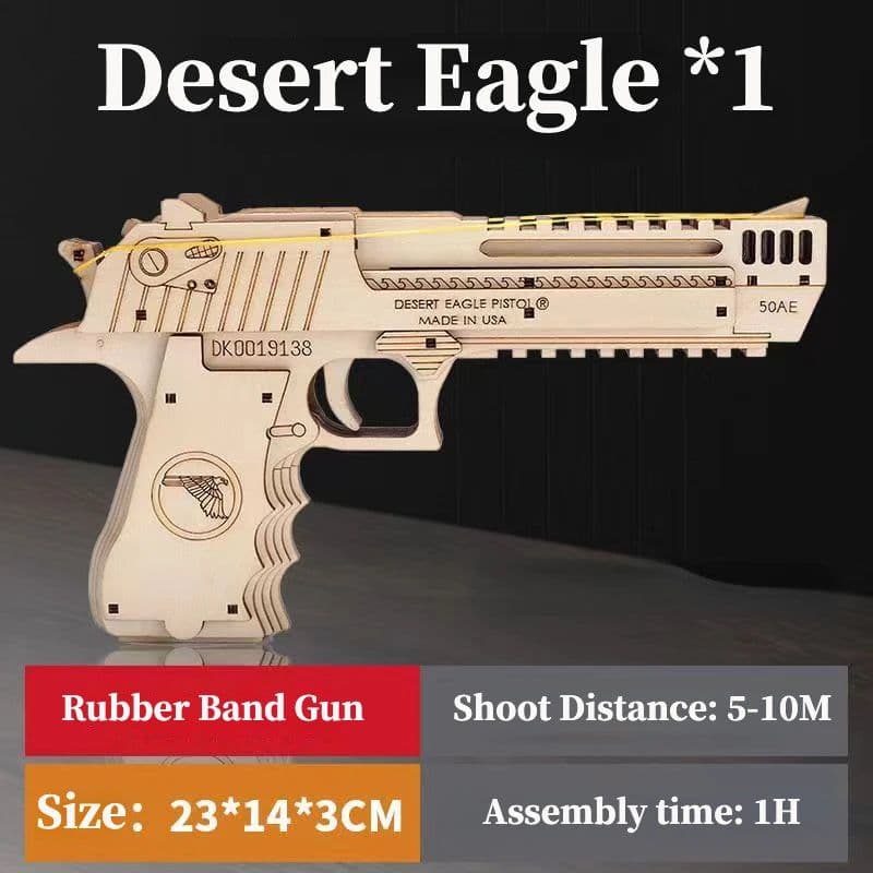 image-CTMA 3D Wooden Rubber Band Gun Puzzle - Creative Assembly Toy for Kids