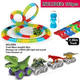 image-TONERJU Dinosaur Race Track Set - Endless Fun & Creative Play for Kids