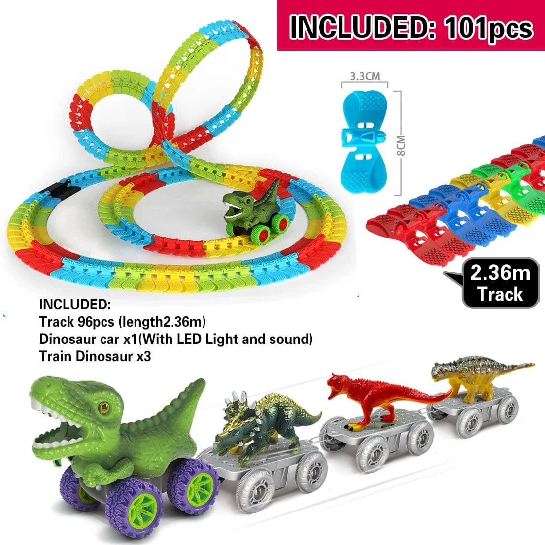 image-TONERJU Dinosaur Race Track Set - Endless Fun & Creative Play for Kids