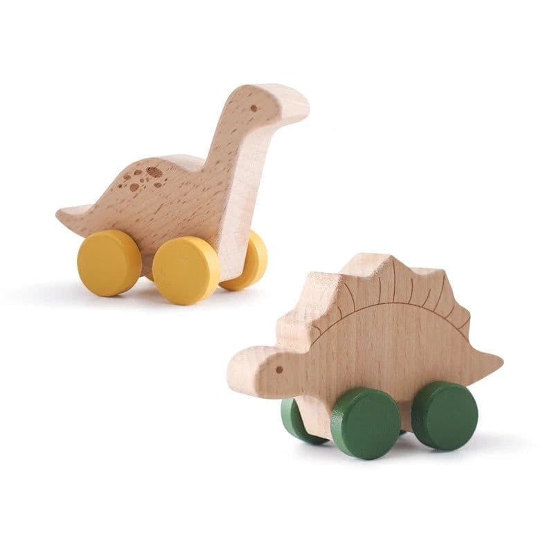 image-Baby Carrier Beech Wood Dinosaur Car Teether - Educational Toy for Children