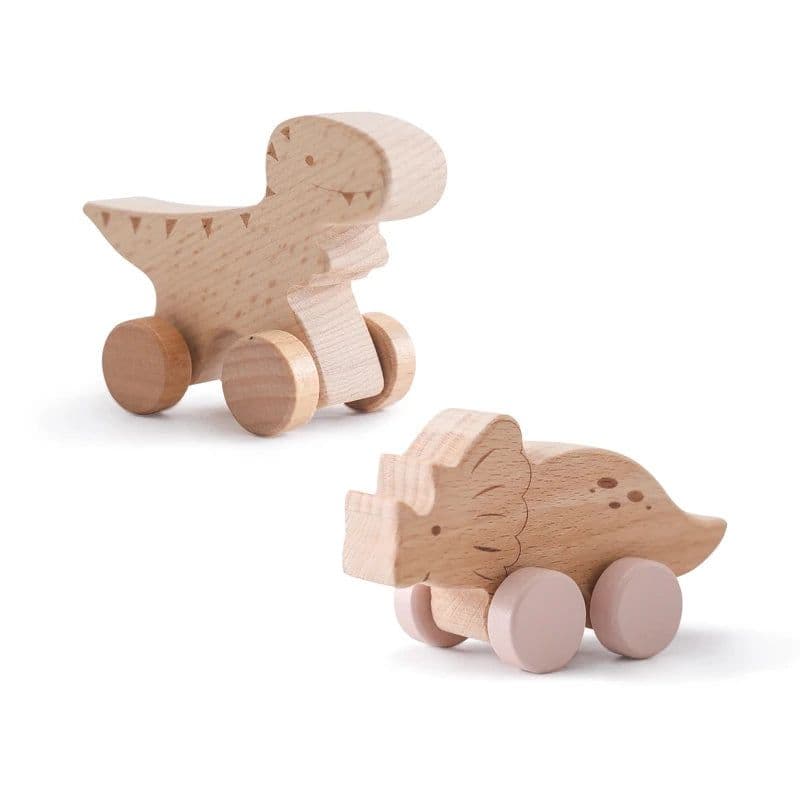 image-Baby Carrier Beech Wood Dinosaur Car Teether - Educational Toy for Children
