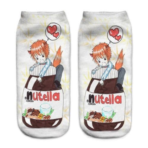 image-AnBnCn Funny Nutella 3D Printed Casual Socks - Kawaii Gift Delight