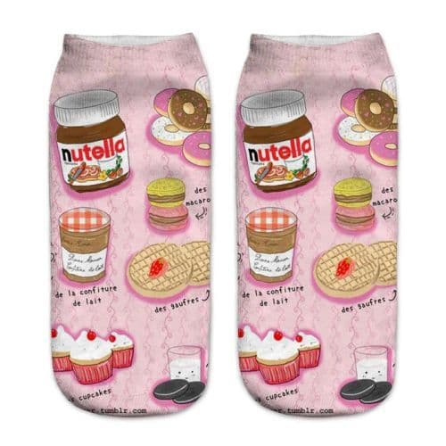image-AnBnCn Funny Nutella 3D Printed Casual Socks - Kawaii Gift Delight