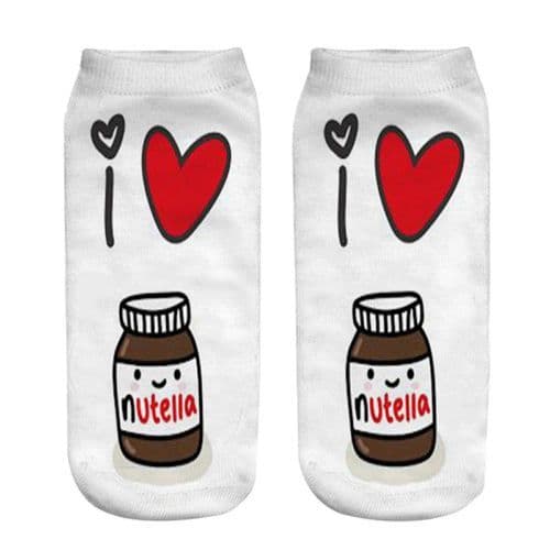 image-AnBnCn Funny Nutella 3D Printed Casual Socks - Kawaii Gift Delight