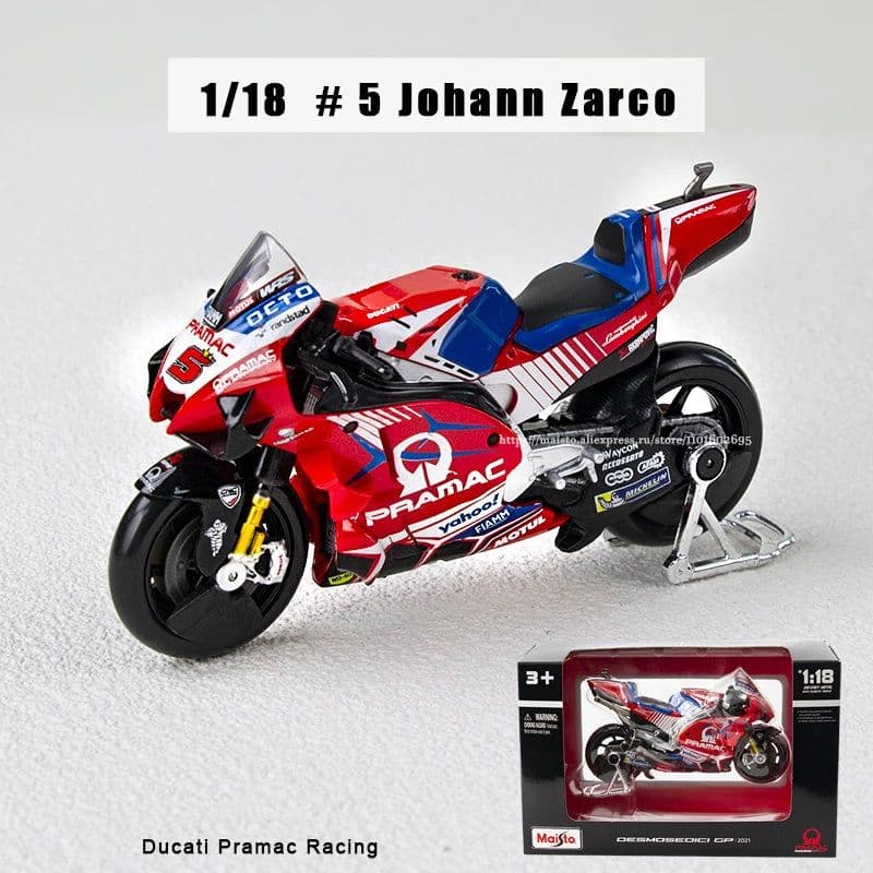 image-Maisto 1:18 Ducati Pramac Racing Alloy Model - Authentic Diecast Motorcycle