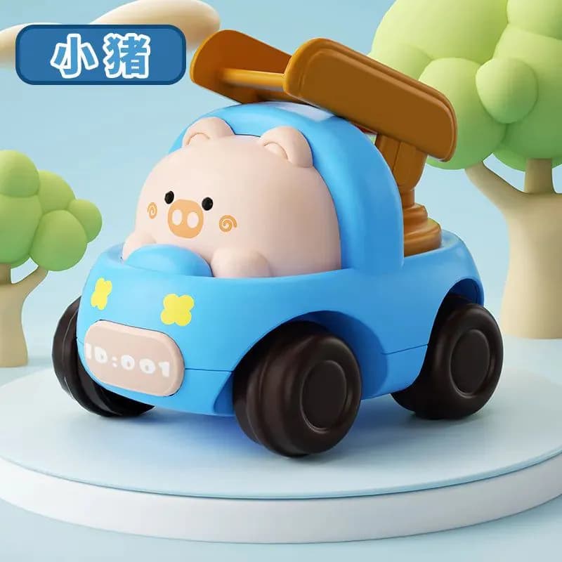 image-Baby Car Toys - Friction Powered Soft Rubber Vehicle for Infants 6-12 Months