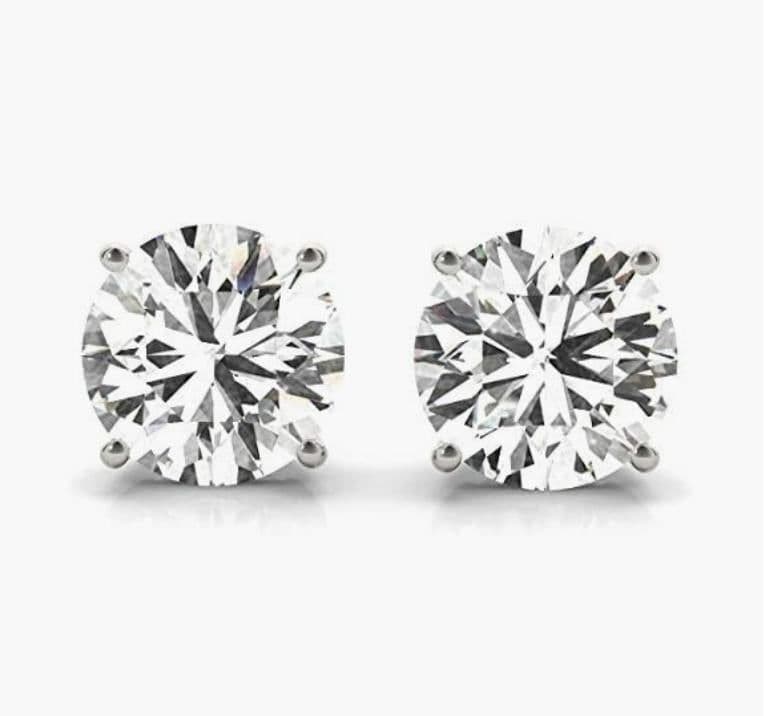 image-Brilliant 0.80ct Moissanite 14K White Gold Stud Earrings for Women