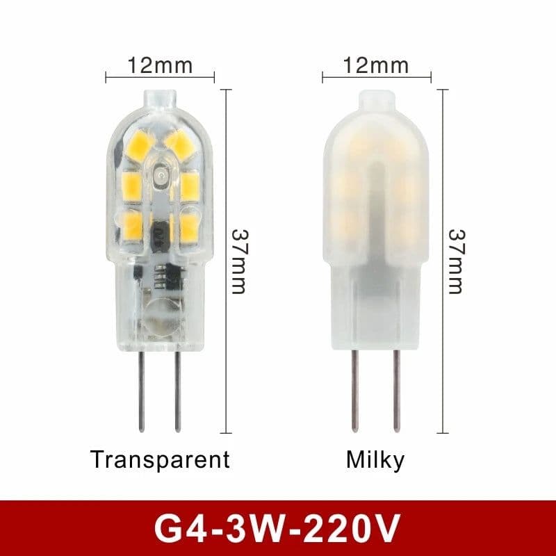 image-4pcs/lot G4 G9 LED 3W 5W Light Bulb AC DC 12V 220V LED Lamp SMD2835 Spotlight Chandelier Lighting Replace 30W 60W Halogen Lamps