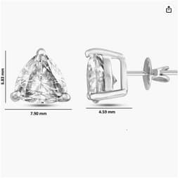 image-Elegant Trillion-Cut Moissanite Earrings in 4.5mm, 0.54 Carats set in 14kt White Gold for Women