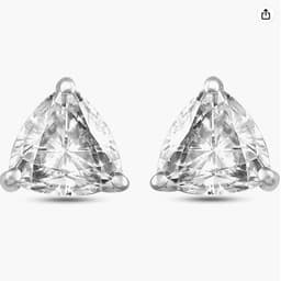 image-Elegant Trillion-Cut Moissanite Earrings in 4.5mm, 0.54 Carats set in 14kt White Gold for Women