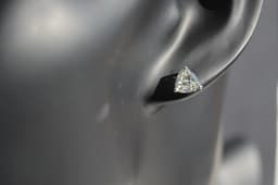 image-Elegant Trillion-Cut Moissanite Earrings in 4.5mm, 0.54 Carats set in 14kt White Gold for Women