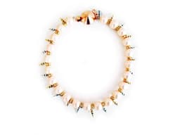 image-Handmade statement necklace with light rose pearls, Swarovski