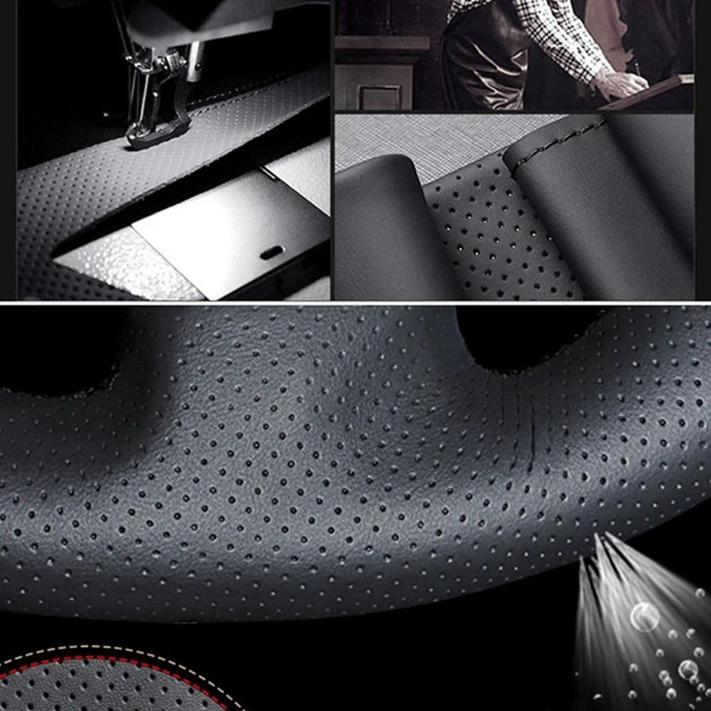 image-Custom Anti-Slip Microfiber Leather Car Steering Wheel Cover For Ford F-150 F-250 F-350 F-450 F-550 F-600 F-650 F-750 2015-2021