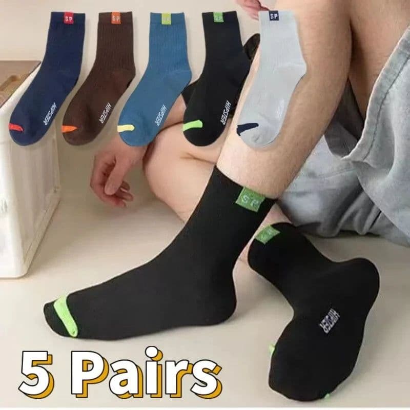 image-10/5/3pairs Breathable Con Sports Stockings Men Bamboo Fiber Autumn and Winter Men Socks Sweat Absorption Deodorant Business Sox