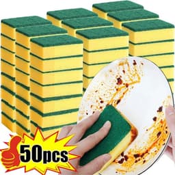 image-Highly absorbent double-sided sponge magic cleaning pot rust sponge cleaning brush kitchen grease cleaning tool