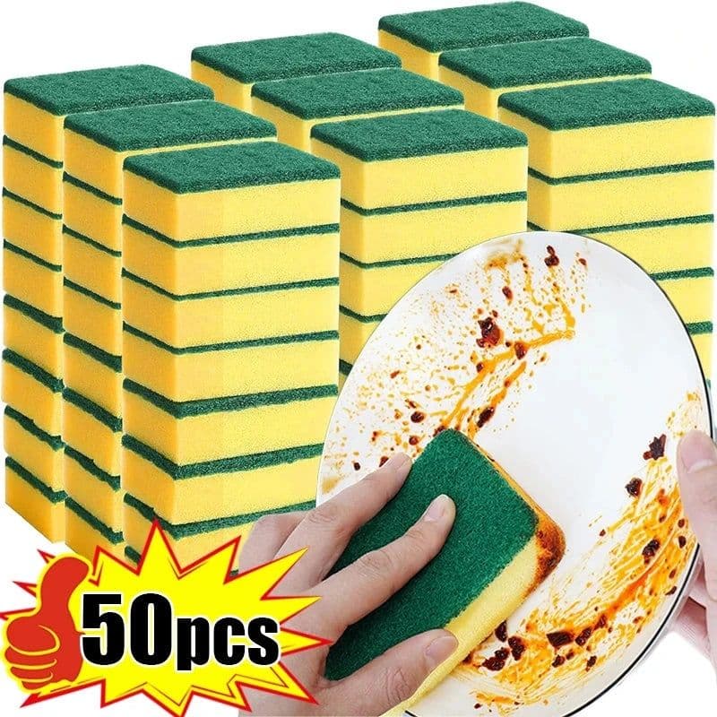 image-Highly absorbent double-sided sponge magic cleaning pot rust sponge cleaning brush kitchen grease cleaning tool