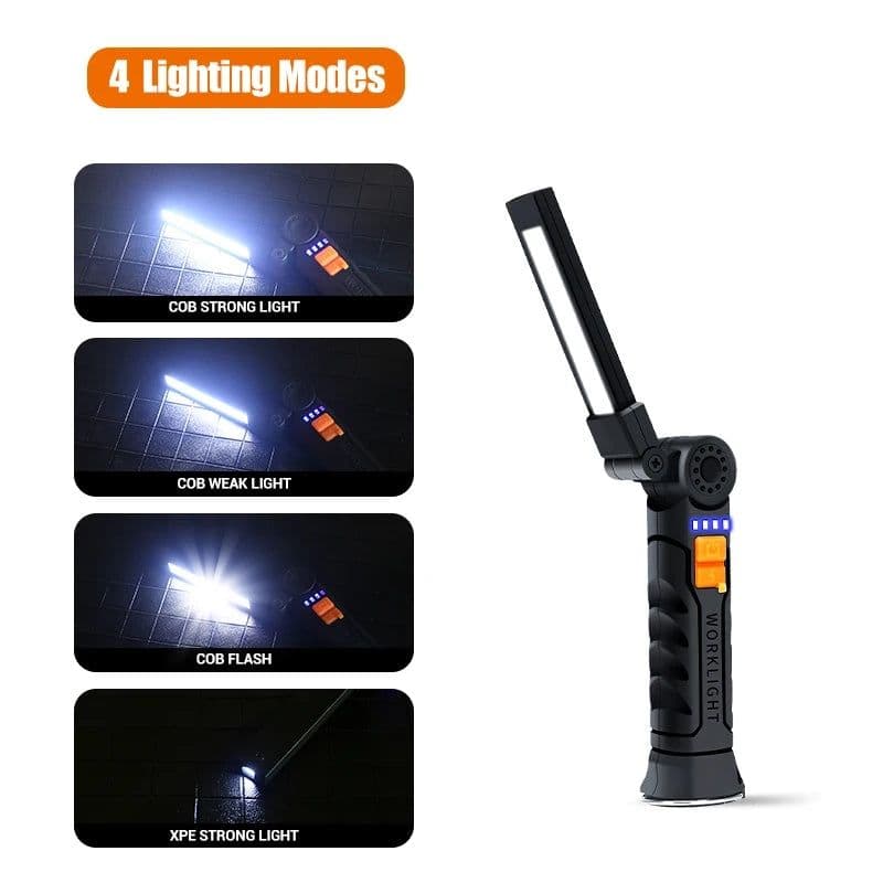 image-1pc COB LED Work Light Dimmable USB Rechargeable LED Flashlight Inspection Lamp With Magnet&Hook 14500/18650 Battery Torch light